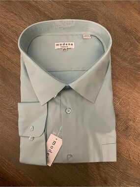 NWT Modena Classic Fit Men's Modena Regular Cuff M300CL0R Seafoam Dress Shirt 22